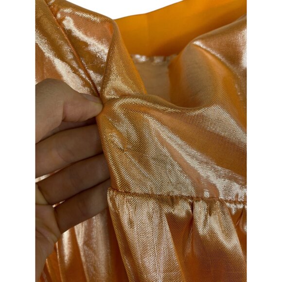 Anthropologie Let Me Be Metallic Tiered Maxi Dress Orange Sleeveless M - Picture 10 of 12